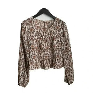 Gypsies & Moondust Shirt Size Large White with Floral Design festival